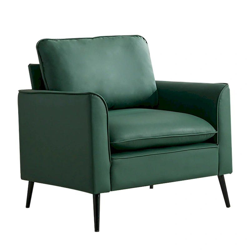Fauteuil d'appoint moderne vert rembourré avec coussins moelleux