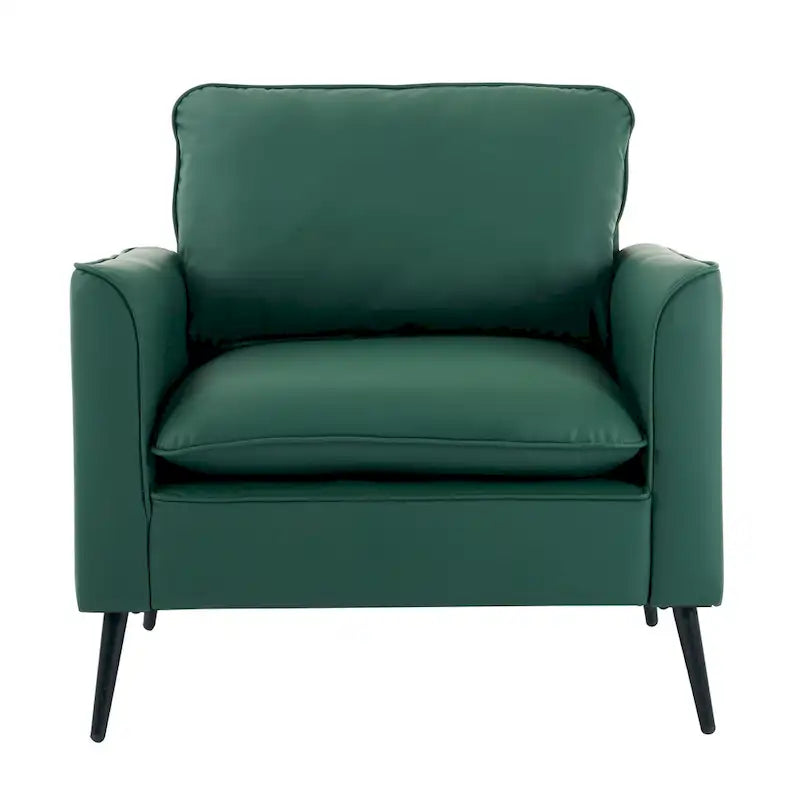 Fauteuil d'appoint moderne vert rembourré avec coussins moelleux