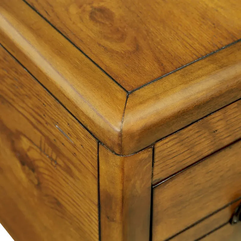 Table d'appoint en bois massif, table d'appoint étroite rectangulaire de 60 cm avec tiroir, table de chevet vintage pour petits espaces