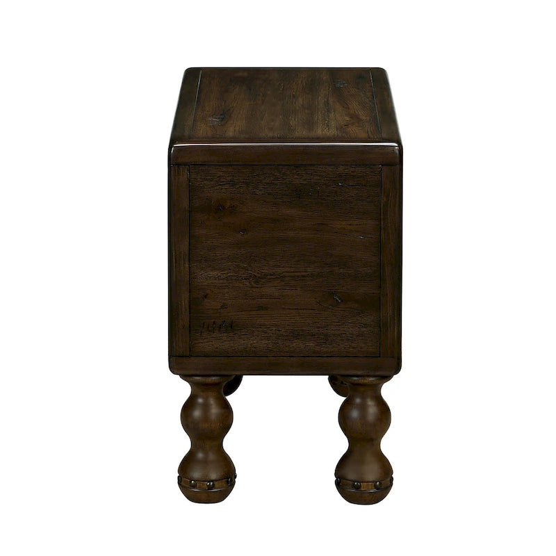 Table d'appoint en bois massif, table d'appoint étroite rectangulaire de 60 cm avec tiroir, table de chevet vintage pour petits espaces