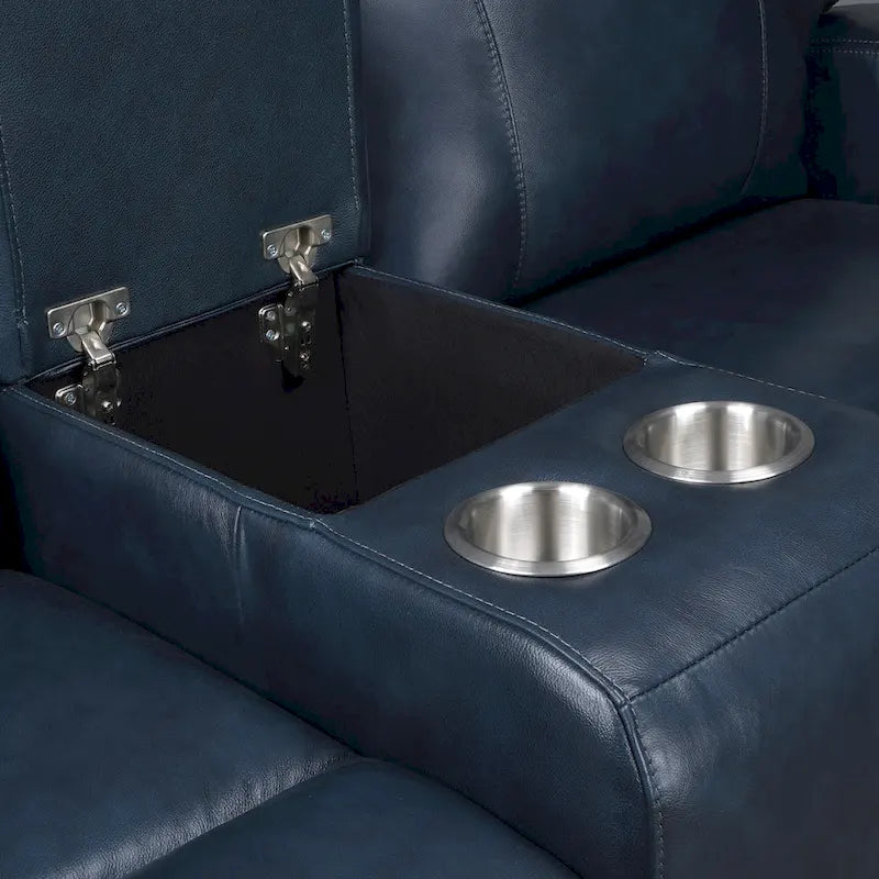 Canapé inclinable électrique en cuir véritable avec appuie-tête électrique et ports USB et USB-C, zéro gravité