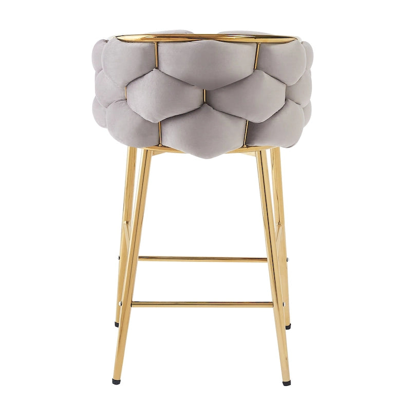 Tabourets de bar modernes de 71 cm avec dossier et assise rembourrés en velours, pieds en métal pour salle à manger, salon et chambre