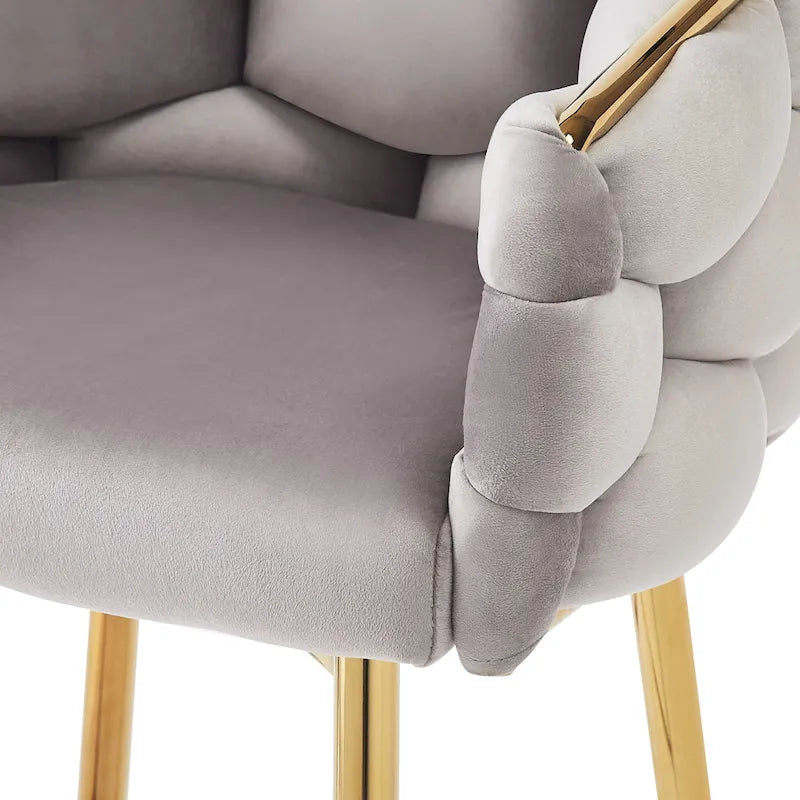 Tabourets de bar modernes de 71 cm avec dossier et assise rembourrés en velours, pieds en métal pour salle à manger, salon et chambre