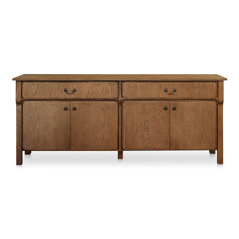 Buffet bas avec tiroirs, brun chaud