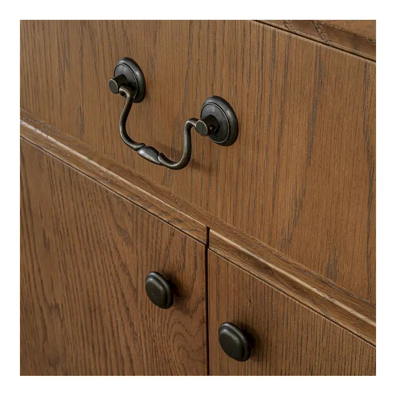 Buffet bas avec tiroirs, brun chaud