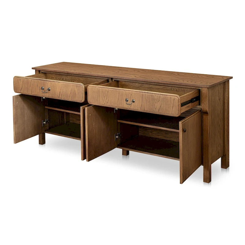 Buffet bas avec tiroirs, brun chaud
