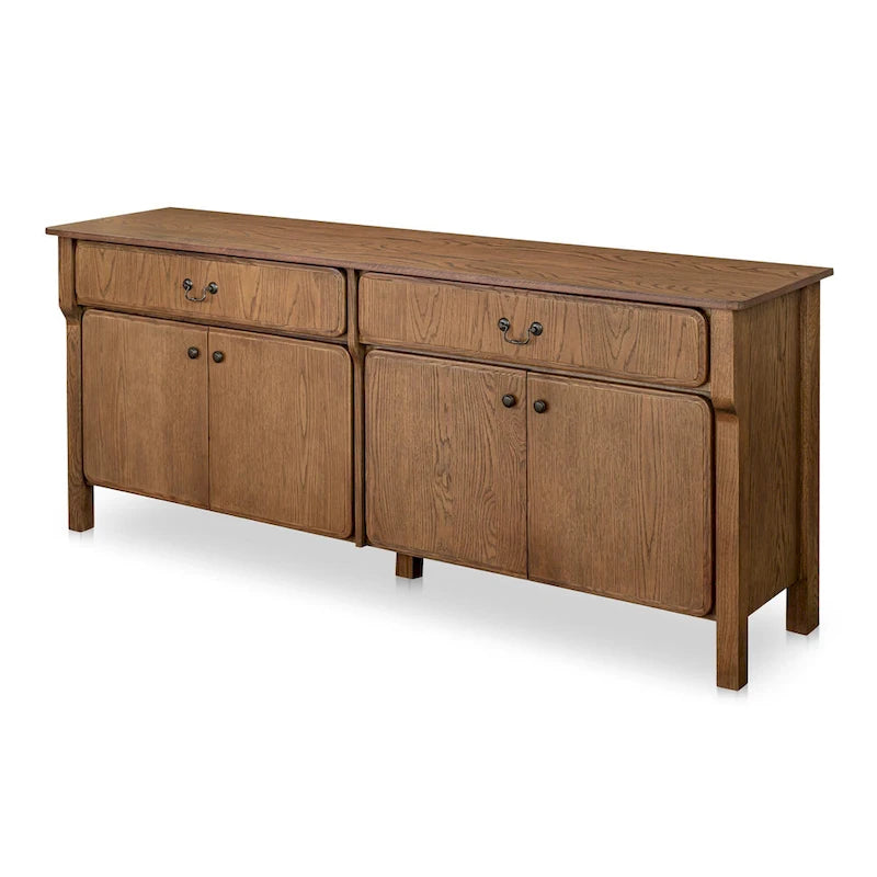 Buffet bas avec tiroirs, brun chaud