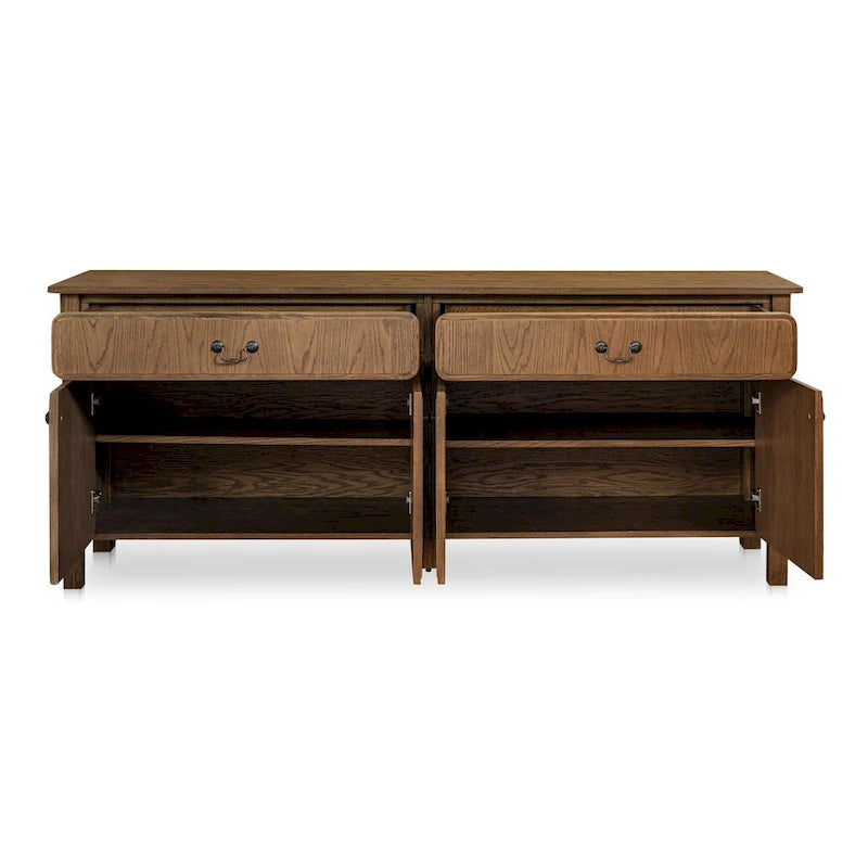 Buffet bas avec tiroirs, brun chaud