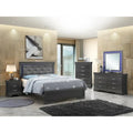 Lit capitonné Queen avec panneau et éclairage LED Jewel Upholstered - 85 - Noir