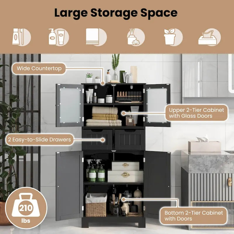 Meuble de rangement de salle de bain avec 2 tiroirs pour cuisine