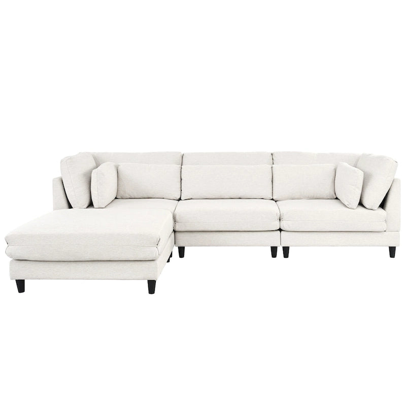 Canapé modulable contemporain avec pouf mobile et 5 coussins