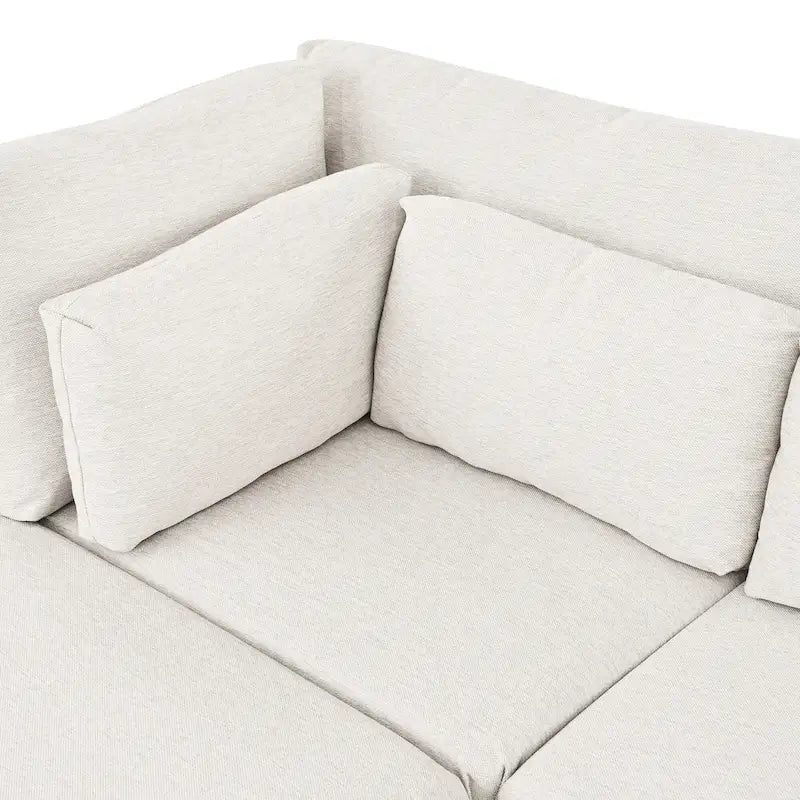 Canapé modulable contemporain avec pouf mobile et 5 coussins