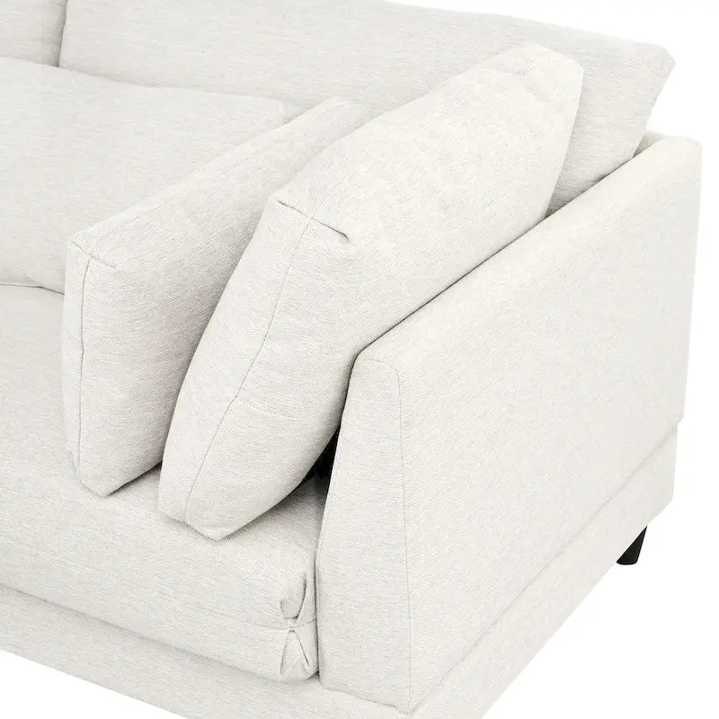 Canapé modulable contemporain avec pouf mobile et 5 coussins