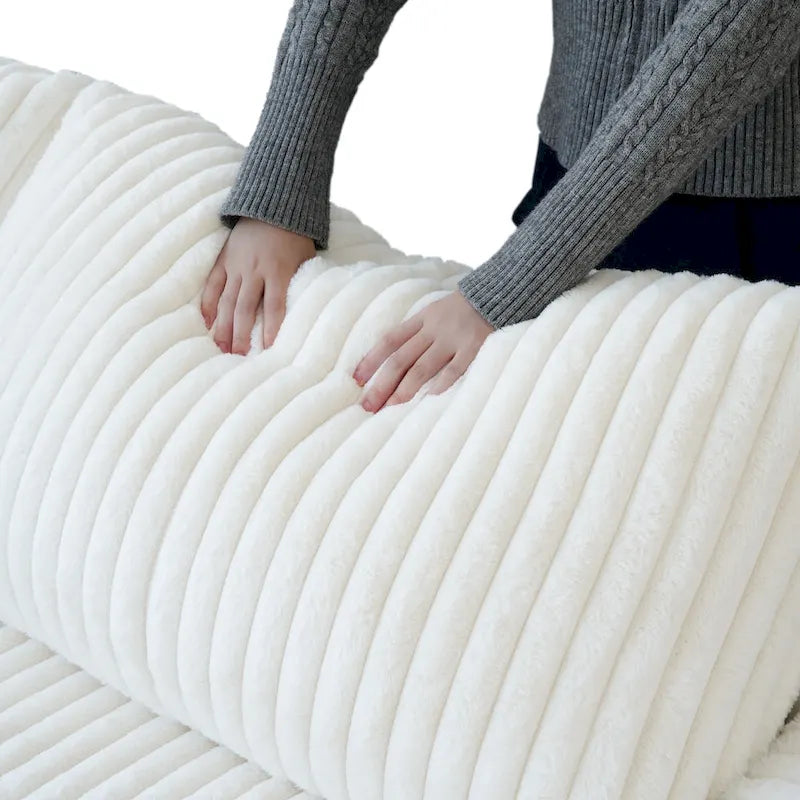 Canapé modulable, canapé convertible en V, adapté au salon, canapé confortable 5 places avec méridienne et pouf