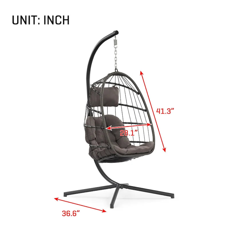 Balancelle suspendue en osier pour terrasse extérieure, cadre en osier de rotin et aluminium résistant aux intempéries avec coussin et appuie-tête