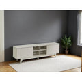 Meuble TV moderne avec 2 portes et 4 niches de rangement, centre de divertissement pour salon