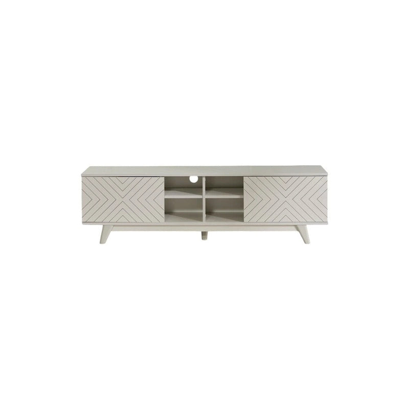 Meuble TV moderne avec 2 portes et 4 niches de rangement, centre de divertissement pour salon