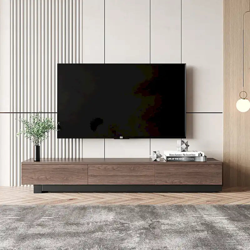 Meuble TV multimédia extensible rétractable à 3 tiroirs, 70-110 cm