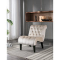 Fauteuil d'appoint capitonné Beige 22.83 boutons avec pieds en bois