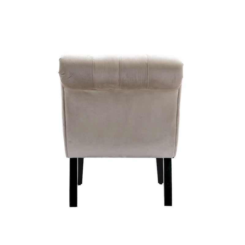 Fauteuil d'appoint capitonné Beige 22.83 boutons avec pieds en bois