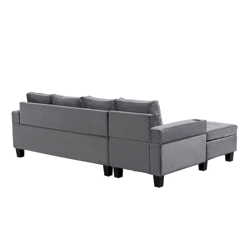 Canapé moderne 4 places gris 97.8 avec méridienne de rangement