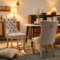 Chaises de salle à manger en velours, chaises de salle à manger capitonnées avec dossier boutonné, garniture cloutée, chaises d'appoint rembourrées pour cuisine
