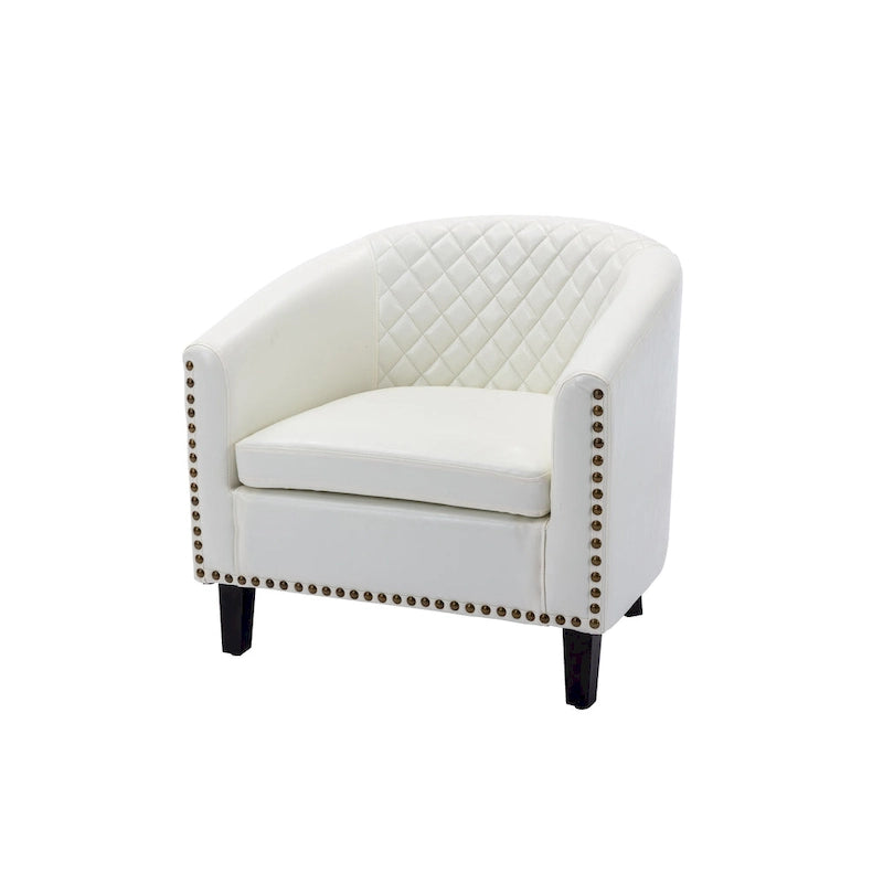 Fauteuil d'appoint avec clous décoratifs et pieds en bois massif pour salon