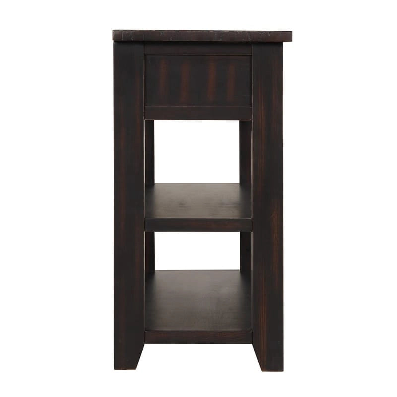 Console en bois avec 3 tiroirs de rangement et 2 étagères