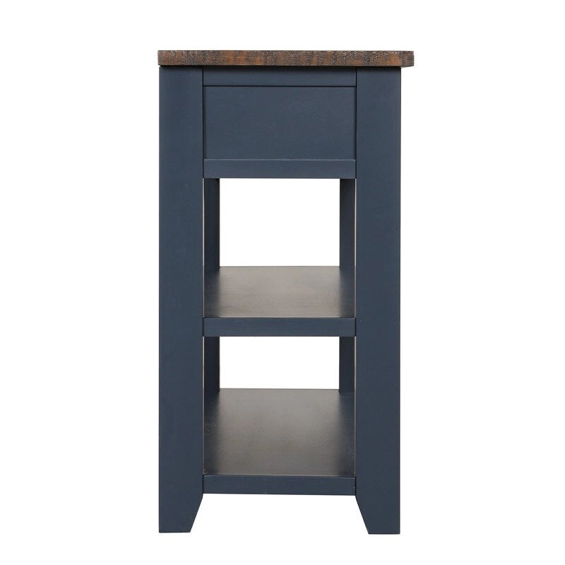 Console en bois avec 3 tiroirs de rangement et 2 étagères