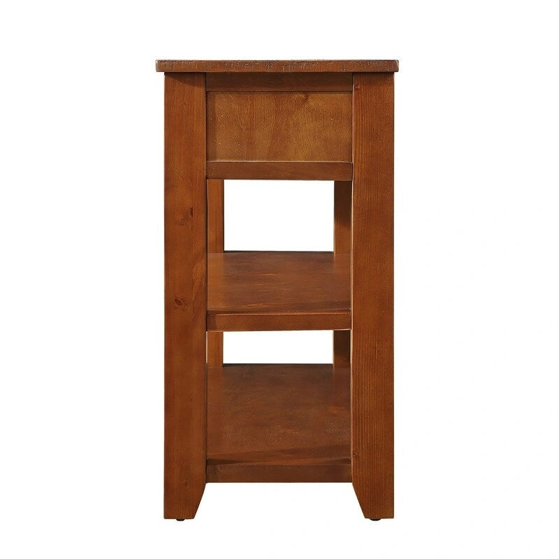 Console en bois avec 3 tiroirs de rangement et 2 étagères
