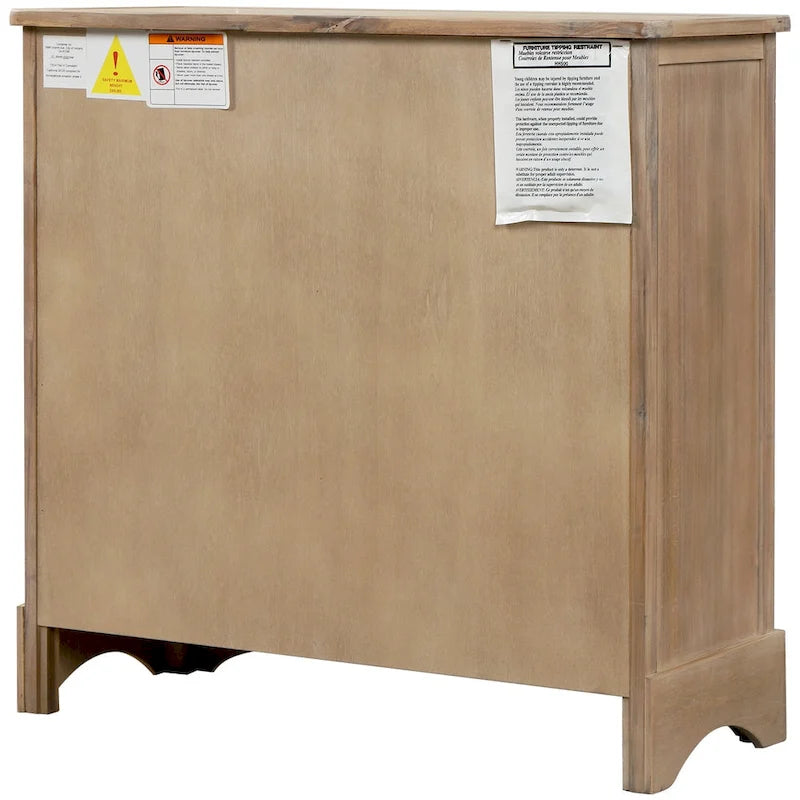 Meuble de rangement avec 2 tiroirs et 4 paniers classiques en rotin