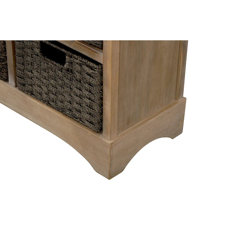 Meuble de rangement avec 2 tiroirs et 4 paniers classiques en rotin