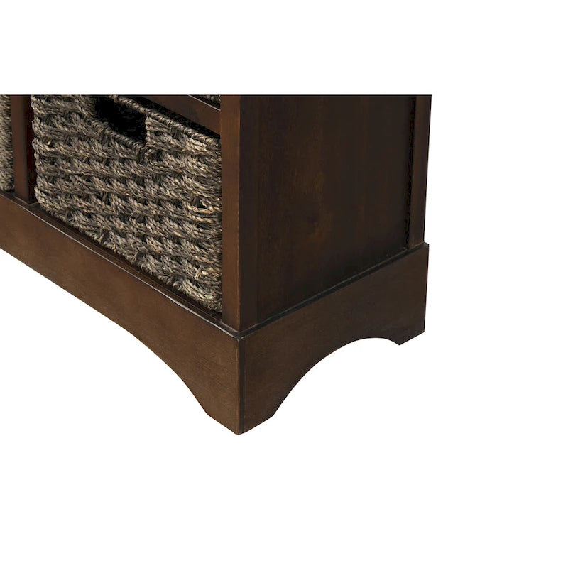Meuble de rangement avec 2 tiroirs et 4 paniers classiques en rotin