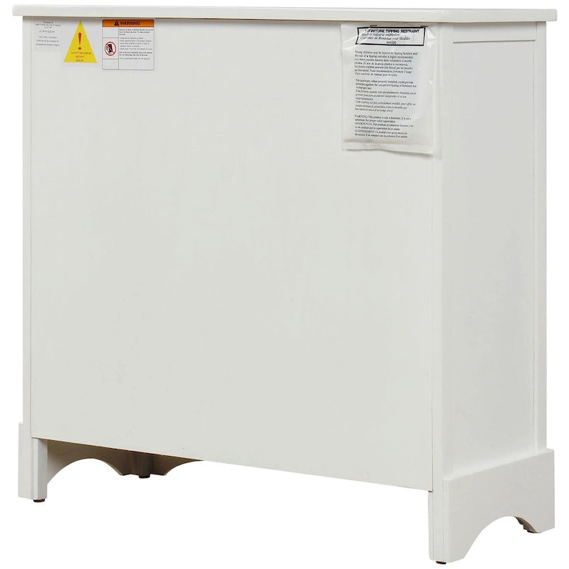 Meuble de rangement avec 2 tiroirs et 4 paniers classiques en rotin