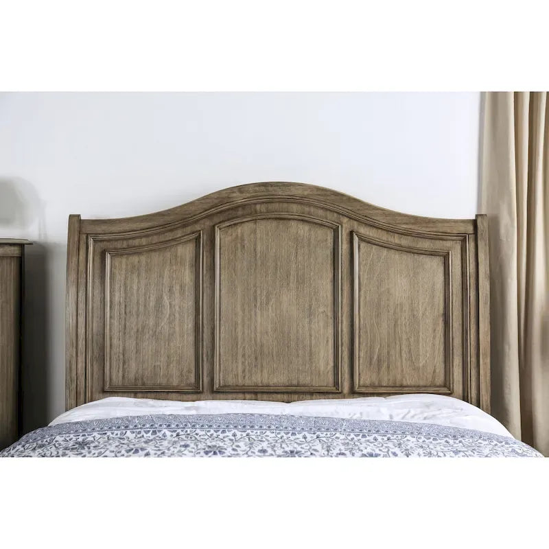 Lit plateforme rustique en bois massif gris à 2 tiroirs
