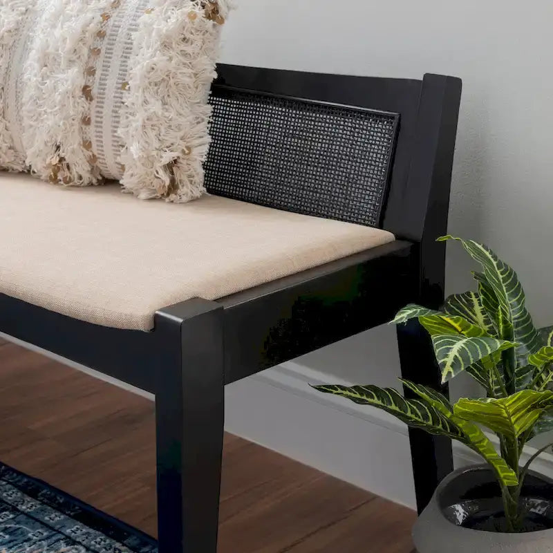 Banc en rotin et bois massif