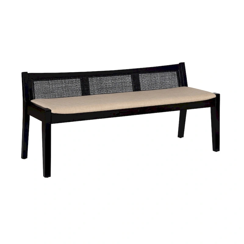 Banc en rotin et bois massif
