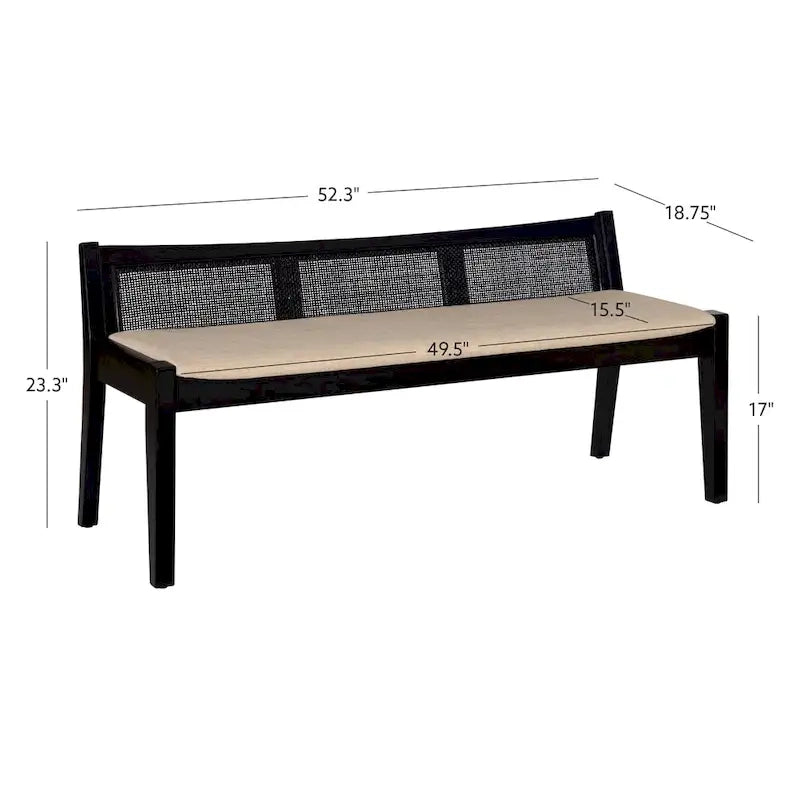 Banc en rotin et bois massif