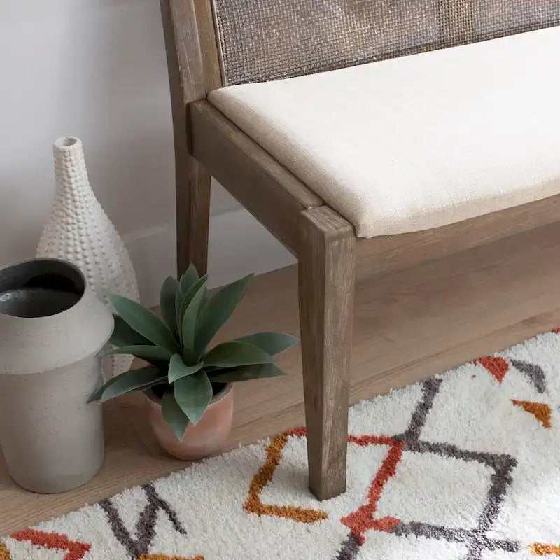 Banc en rotin et bois massif