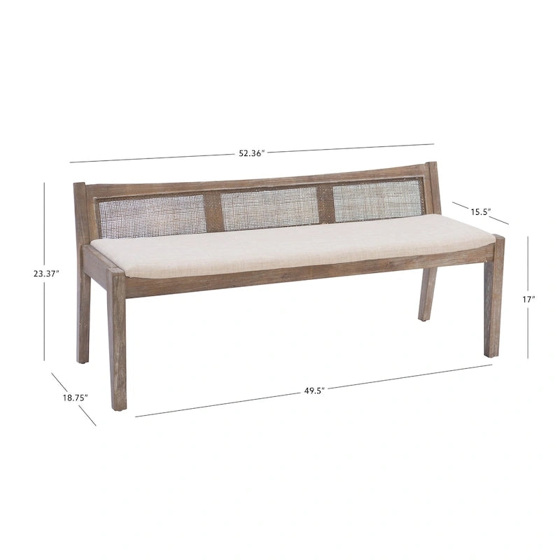 Banc en rotin et bois massif