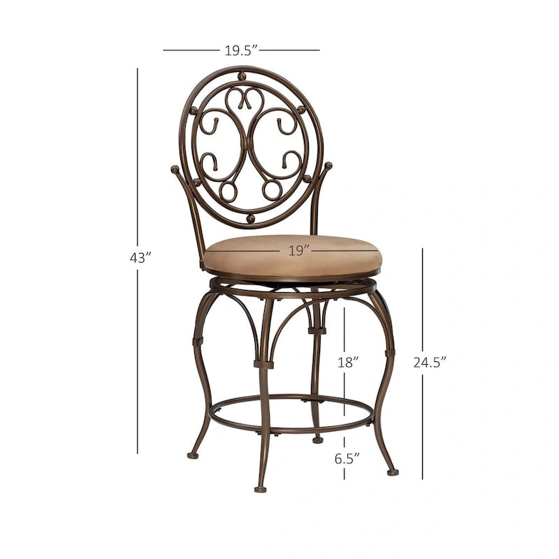 Tabouret de comptoir à dossier circulaire Big & Tall