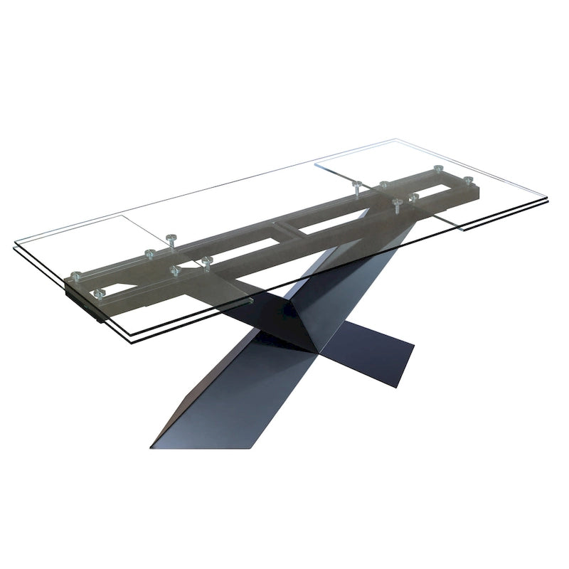 Table à manger extensible avec plateau en verre transparent - 106.3*35.43*29.53