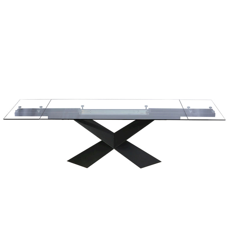 Table à manger extensible avec plateau en verre transparent - 106.3*35.43*29.53