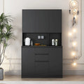 74 Armoire de cuisine autoportante avec 6 portes, 3 étagères et 2 tiroirs, rangement pour buanderie