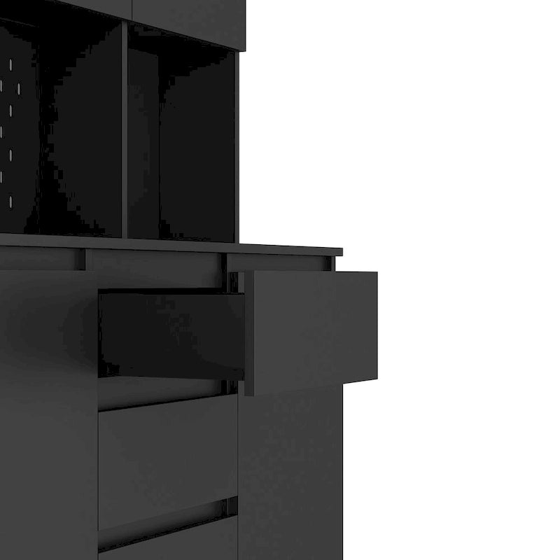 74 Armoire de cuisine autoportante avec 6 portes, 3 étagères et 2 tiroirs, rangement pour buanderie
