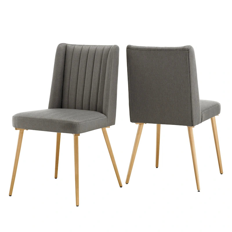 Chaise de salle à manger en tissu au fini doré