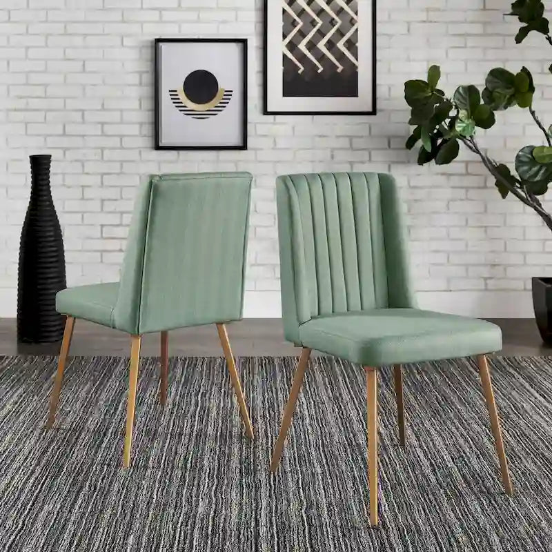 Chaise de salle à manger en tissu au fini doré