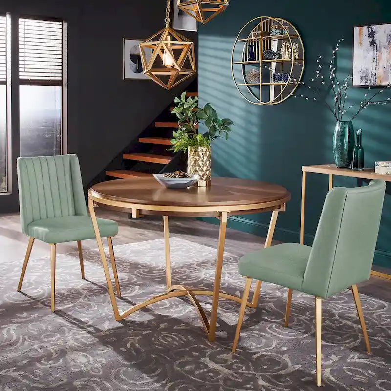 Chaise de salle à manger en tissu au fini doré