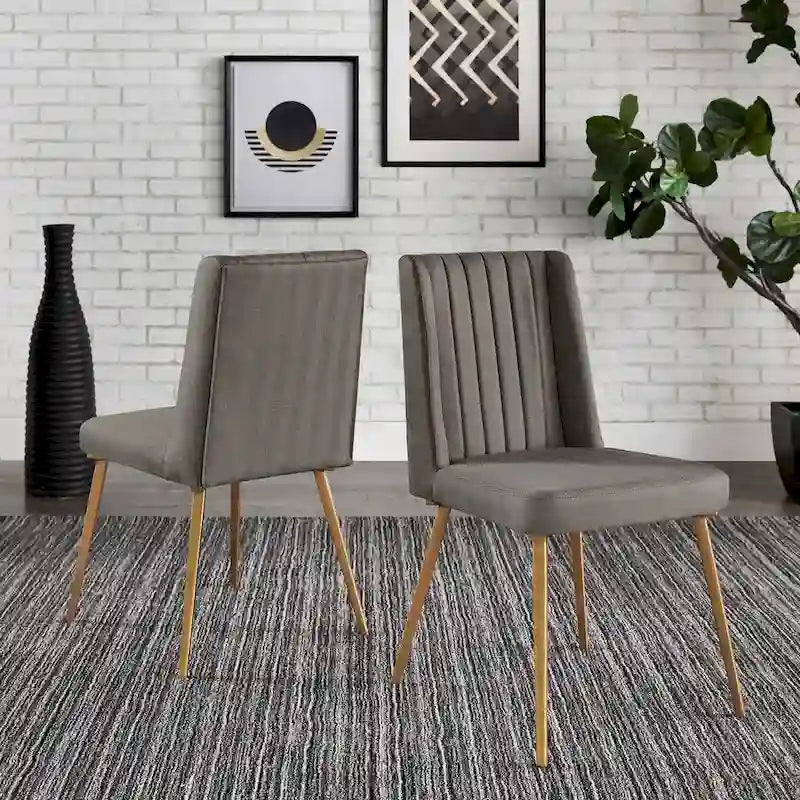 Chaise de salle à manger en tissu au fini doré