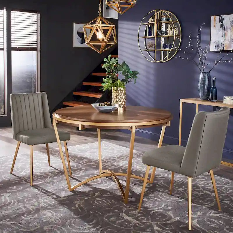 Chaise de salle à manger en tissu au fini doré